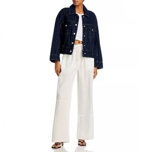 AQUA Chambray Cargo Pants White Sz L NWT $78